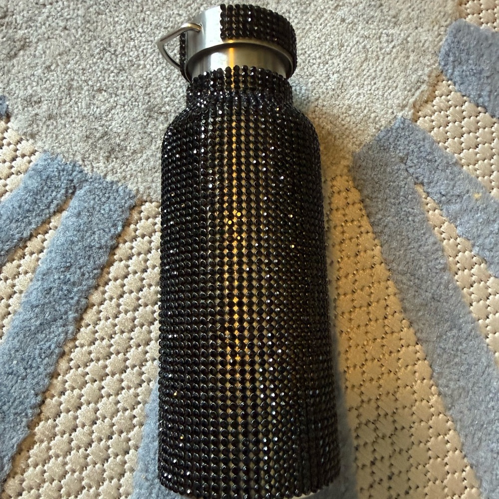 Black Rhinestone Embellished Water Bottle